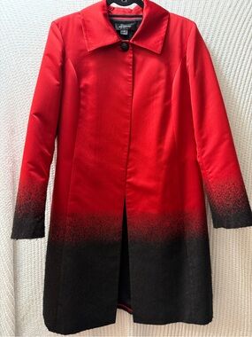 St. John Red to Black Ombre Single-Button Trench Coat